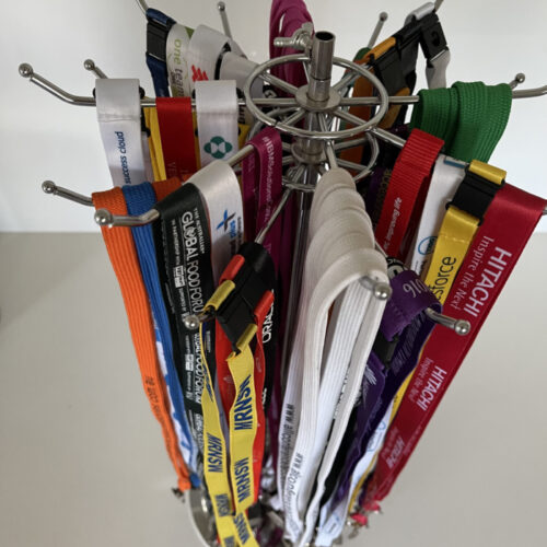 Lanyard stand for the registration desk