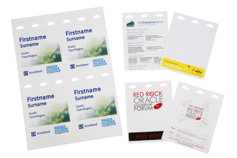 Eco-friendly PET name tags – sustainable conference badge, pouch-free with lanyard hangers