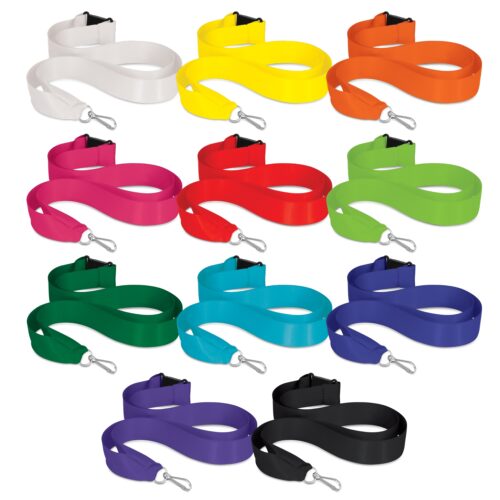 Durable 20mm Wide Ribbon Lanyard with Metal Ring and Safety Clip